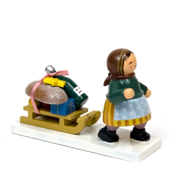 Girl with Sleigh and Gifts Figurine  (Wendt und Kuehn)