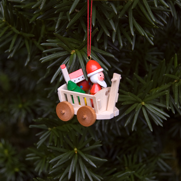 Santa Claus in Wagon Ornament