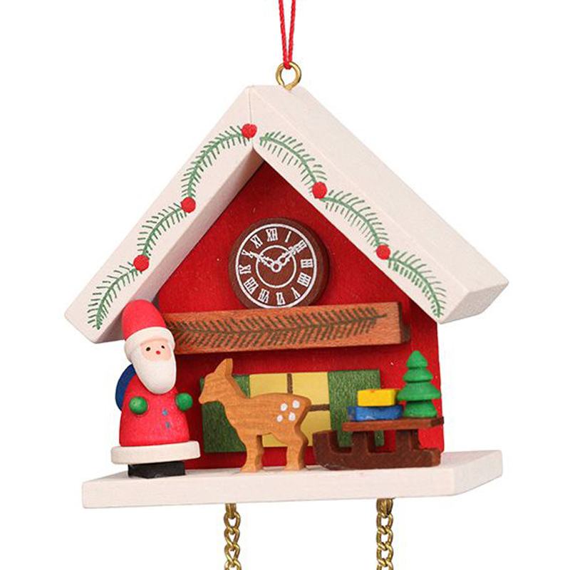 Santa with Red Cuckoo Clock Hanging Ornament (Ulbricht)