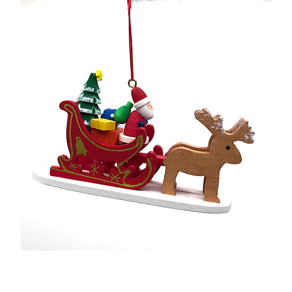 Sleigh With Santa And Rudolph Resin Ornament