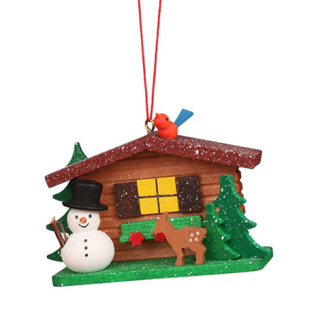 Snowman and Alpine House Hanging Ornament (Ulbricht)