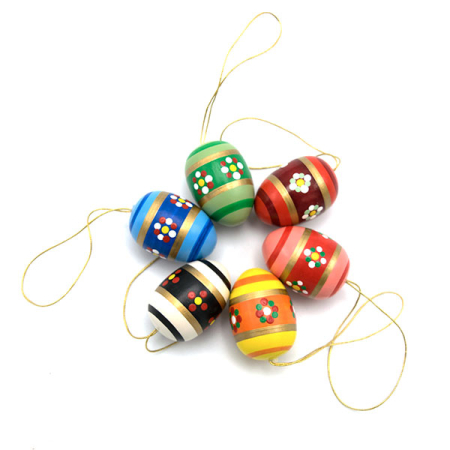 Set of 6 Rainbow Easter Egg Hanging Ornaments 1.37in