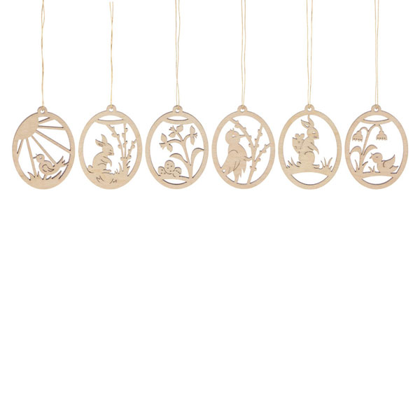 Set of 6 Cut Out Easter Ornaments
