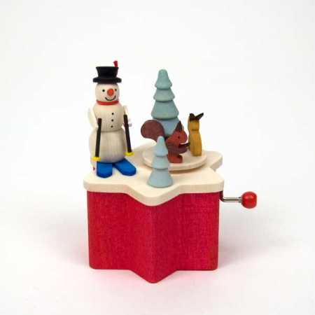 Snowman Music Box with Crank