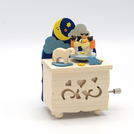 Moon and Angels Music Box with Crank