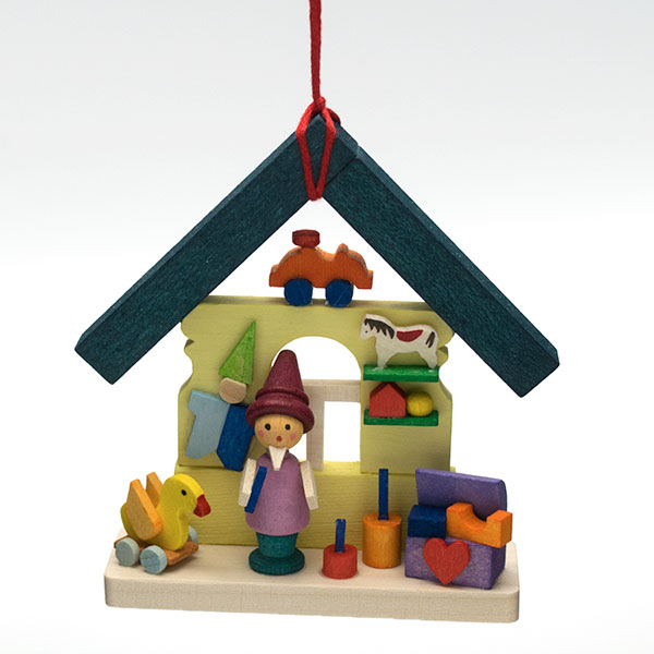 House with Elf and Toys Hanging Ornament