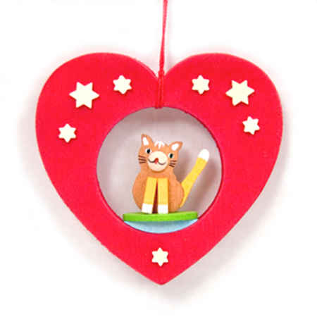 Heart with Cat Hanging Ornament
