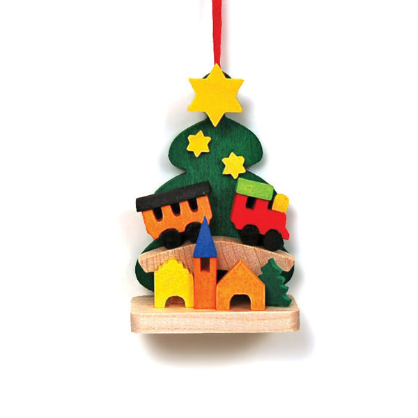 Christmas Tree with Toy Train Ornament