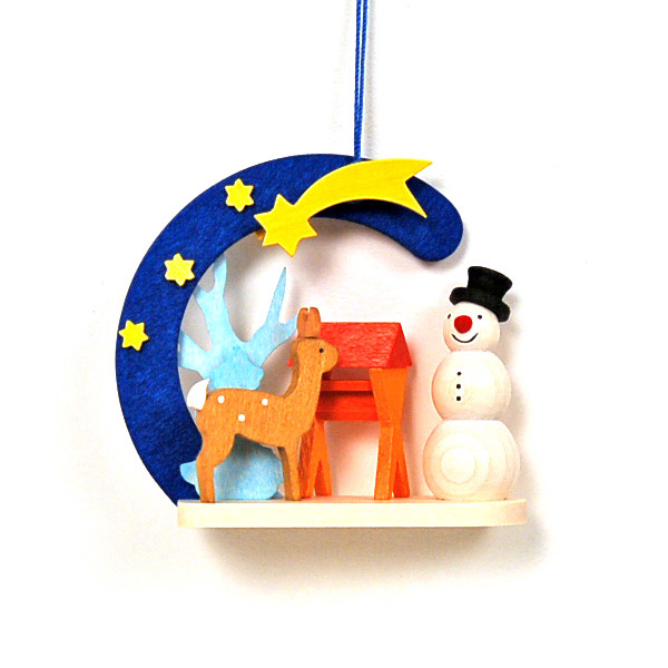 Snowman with Deer Christmas Tree Ornament
