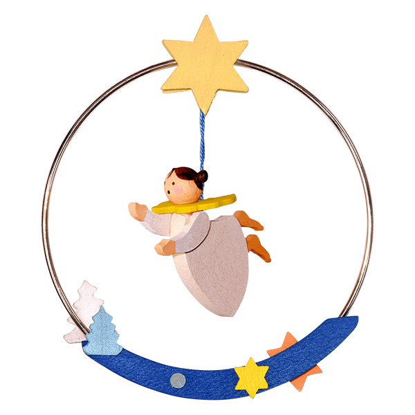 Angel in a Ring Hanging Christmas Tree Ornament