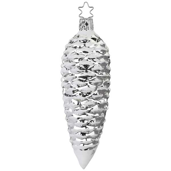 Silver Pine Cone Glass Ornament