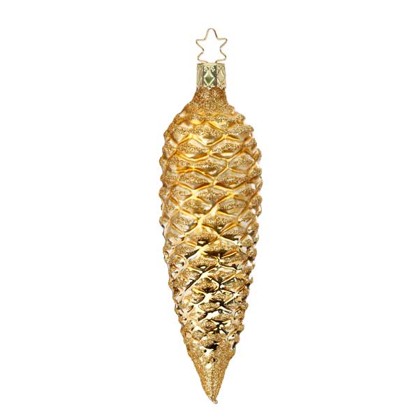 Golden Pinecone Glass Ornament
