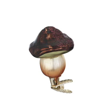 Mushroom Glass Ornament with Clip