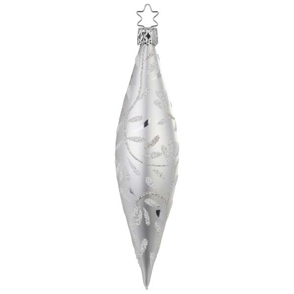 Silver Teardrop Glass Ornament white matt