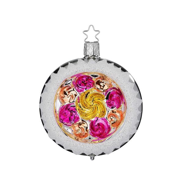 Pink Orange Reflection Glass Ornament 3.2in