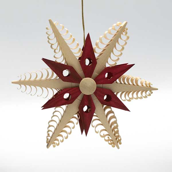 Hanging Spanstern Ornament Red and Natural