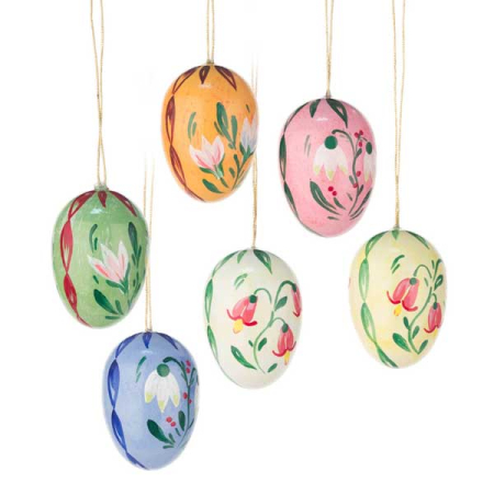Small Wooden Easter Eggs with Floral Motif (6)