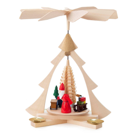 Christmas Tree Candle Pyramid with Santa and Child