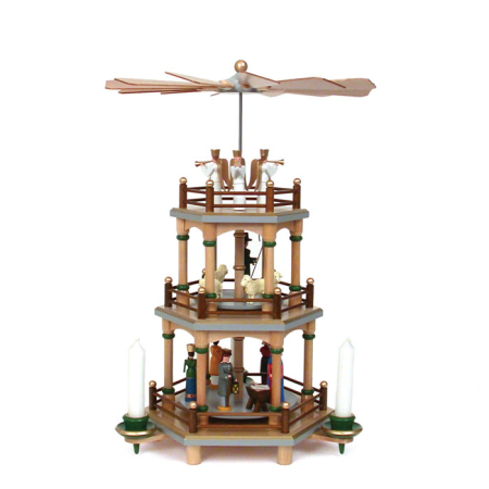 Natural Seiffener 3 Tier Christmas Pyramid