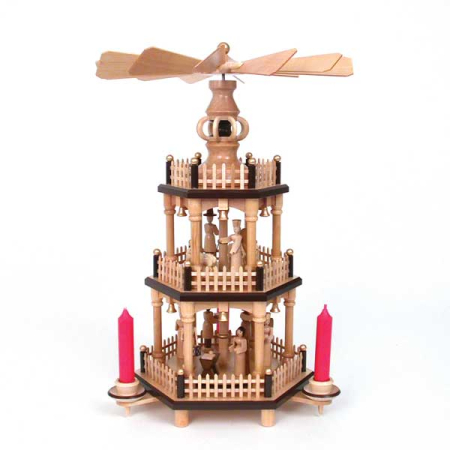 Natural 3-Tier Historical Christmas Pyramid