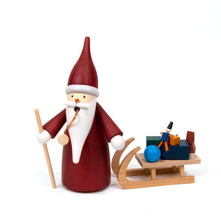 Santa Dwarf with Gifts and Sled Smoking Man