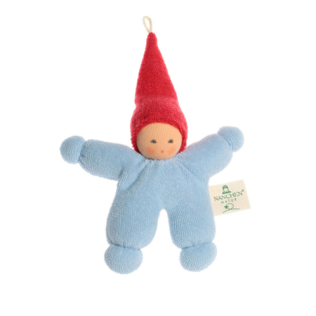 Little Man Rattle Doll Blue with Red Cap (Nanchen)