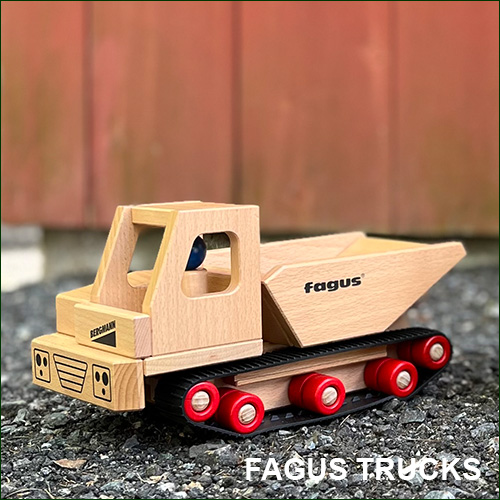 fagus beech wood trucks and vehicles including the new caterpillar and wheel dumper