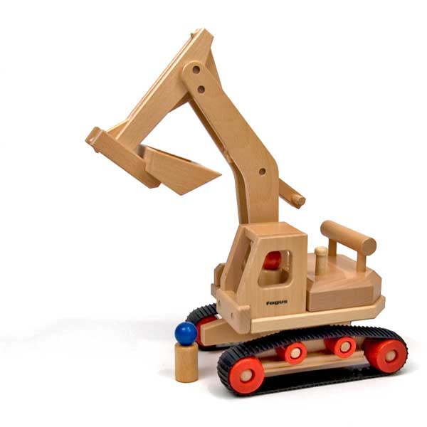 wooden excavator toy