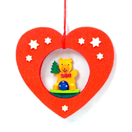 Heart with Teddy Bear Hanging Ornament