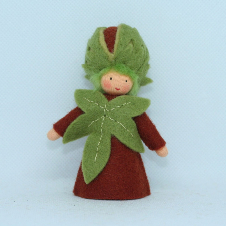 Chestnut Prince Felt Doll with Green Hair and Hat